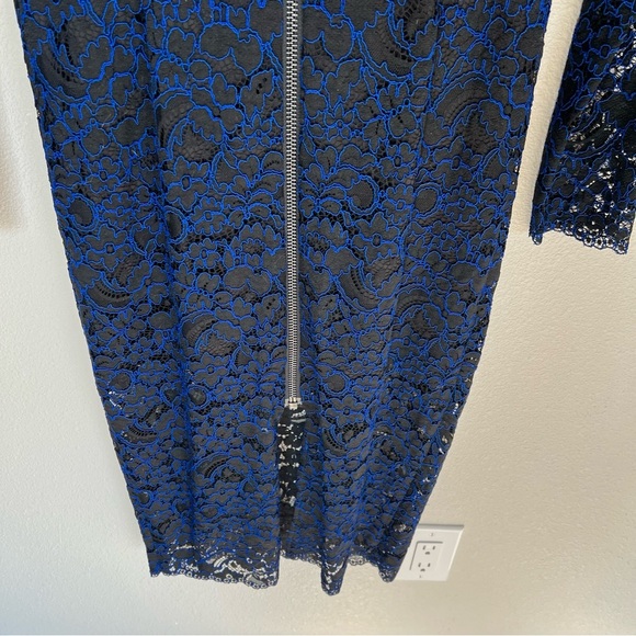 Veronica Beard Gynne Long Sleeve Pencil Dress Lace Black Blue Designer Women’s 4 - Picture 13 of 14